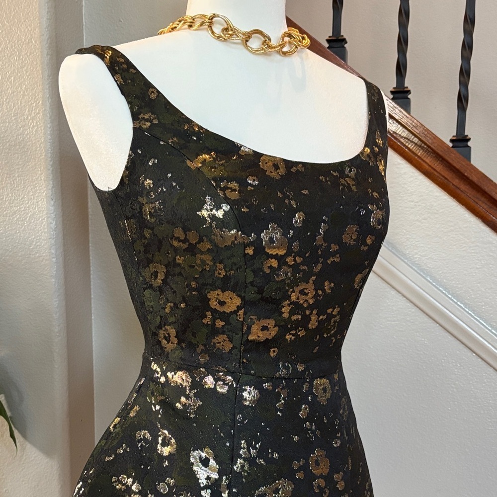 Asos Elegant Green, Blk and Gold Floral Dress - Picture 2 of 8